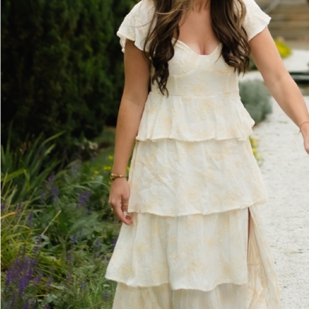 Altar'd State Cream Floral Tiered Maxi Dress - Picture 3 of 3